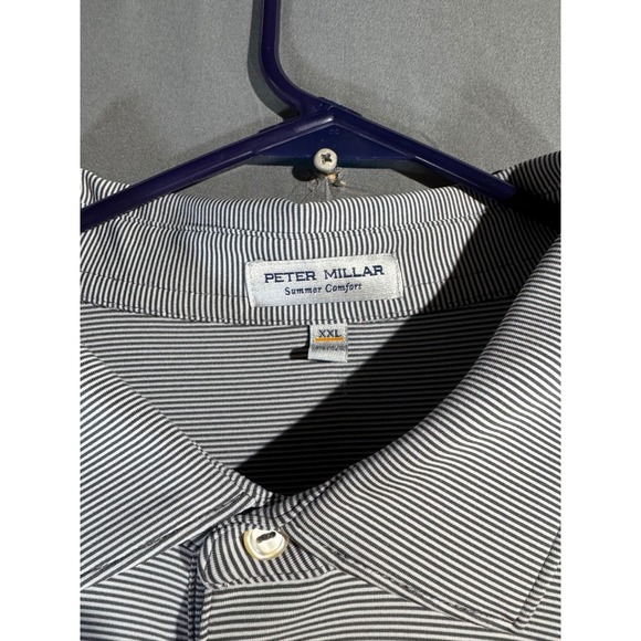 Peter Millar Summer Comfort Golf Polo Shirt Men's XXL Grey Stripe Short Sleeve - Picture 2 of 5